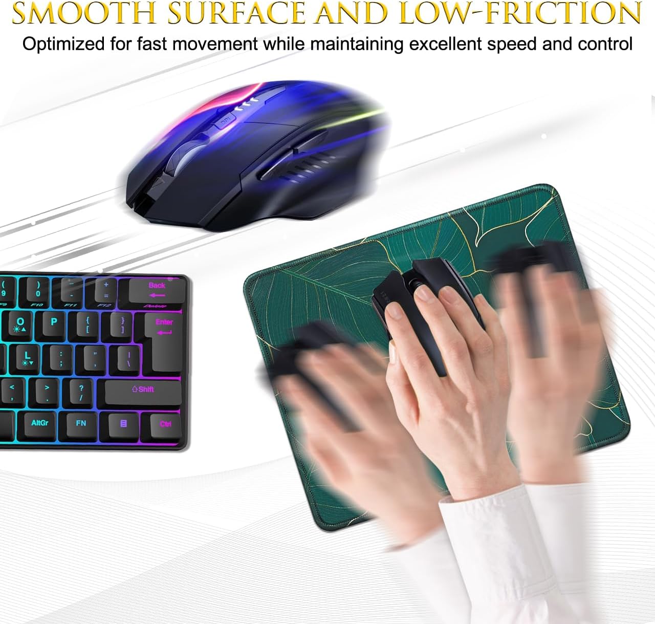 JIKIOU 3 Pack Mouse Pad with Stitched Edge, Comfortable Mouse Pads with Non-Slip Rubber Base, Washable Mousepads Bulk with Lycra Cloth, Mouse Pads for Computers Laptop Mouse 10.2x8.3x0.12in Leaf