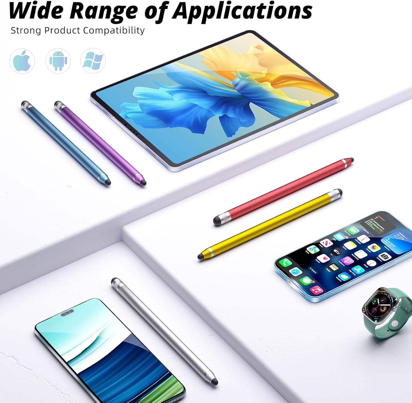 Rubber Tips for Stylus Pens (15 Pair, 0.2'' & 0.28'') Replacement nibs for Touch Screen Pen,Soft,No Scratches,Universal Stylus Ends