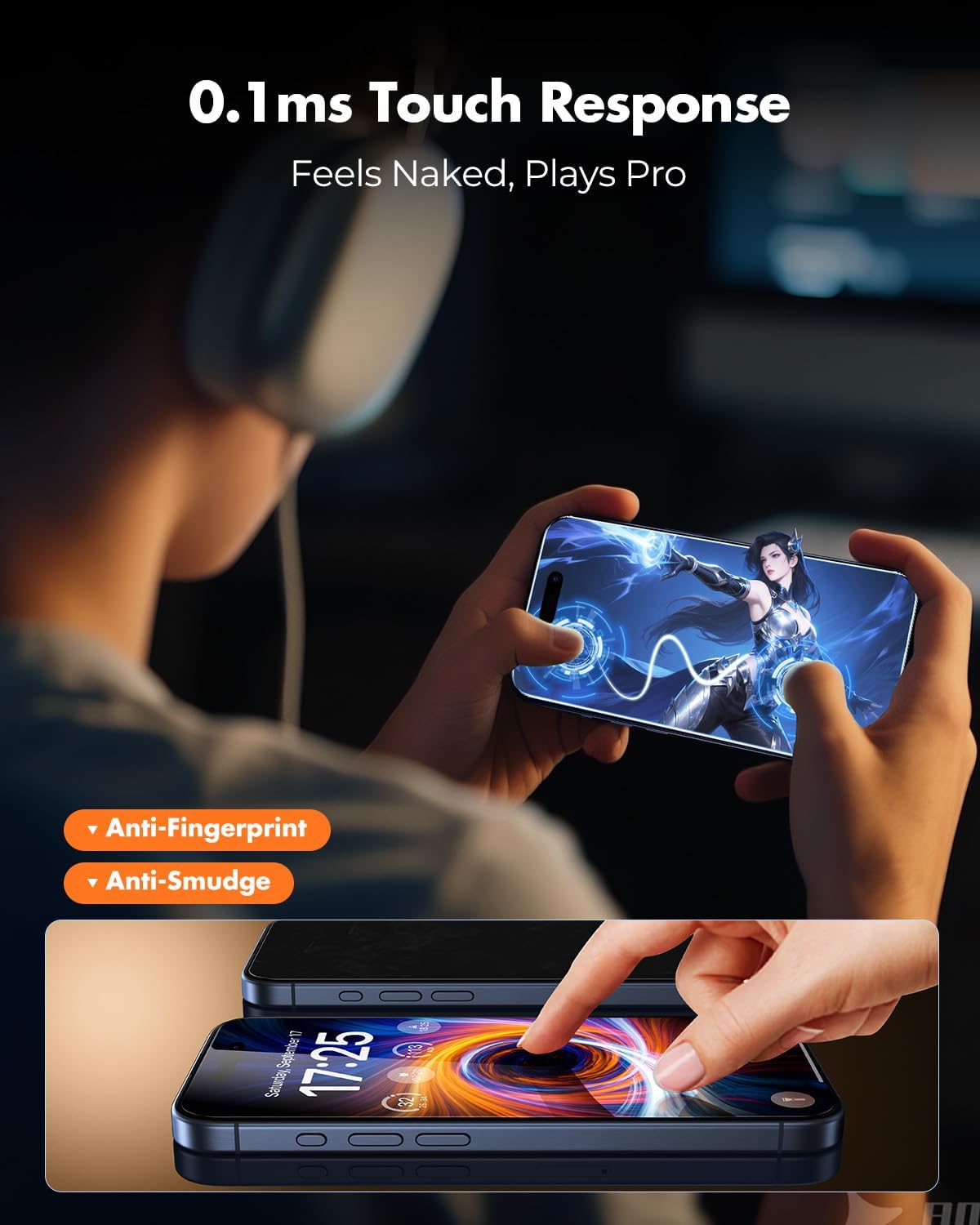 UNBREAKcable Anti-Glare Screen Protector for iPhone 15 Pro Max [2-Pack], 9H Hardness Tempered Glass, Anti-fingerprint, Enhanced Clarity, Anti-Blue Light, Easy to Install, Polishing Cloth Included