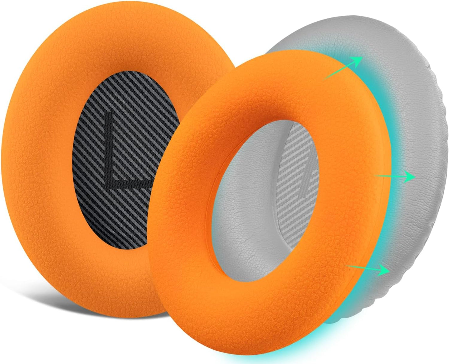 SOULWIT Silicone Ear Pads Cover Protector for Bose QuietComfort QC15 QC25 QC2 QC35 QC45/Ae2 Ae2i Ae2w/SoundTrue & SoundLink AE Headphones Cushions, Sweatproof, Easily Washable - Orange