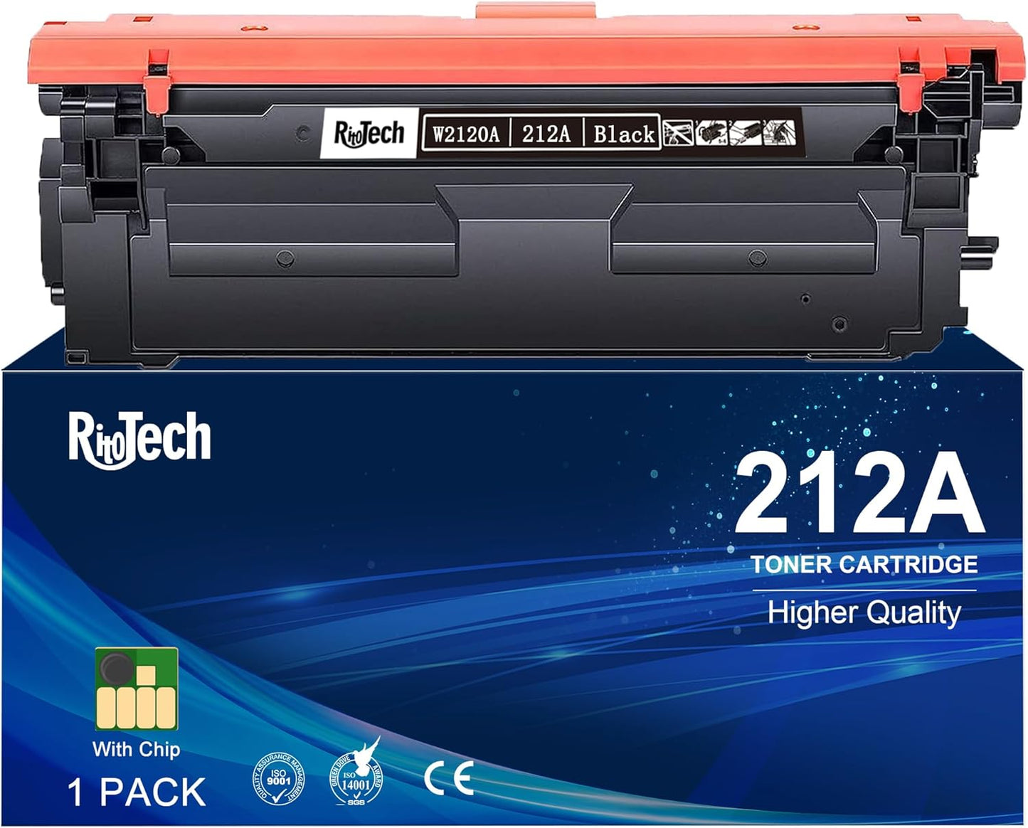 212A W2120A Black Toner Cartridge,Compatible Replacement for HP 212 A 212X W2120X, for Color Laserjet Enterprise M554 M555 Flow MFP M578 Printer, with Upgraded Chip,No Fading,No Streak