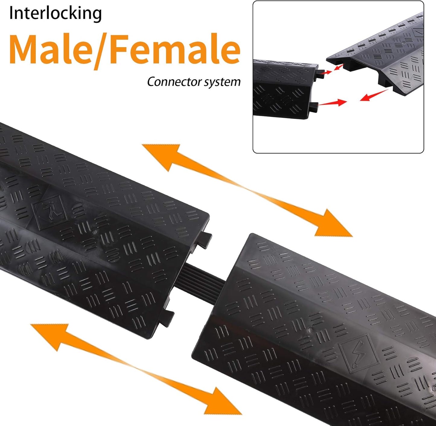 Medium 1 Piece - Floor Cord Cover Cord Protector Drop Over Drop Trak Cable Ramp for Office Warehouse - Black