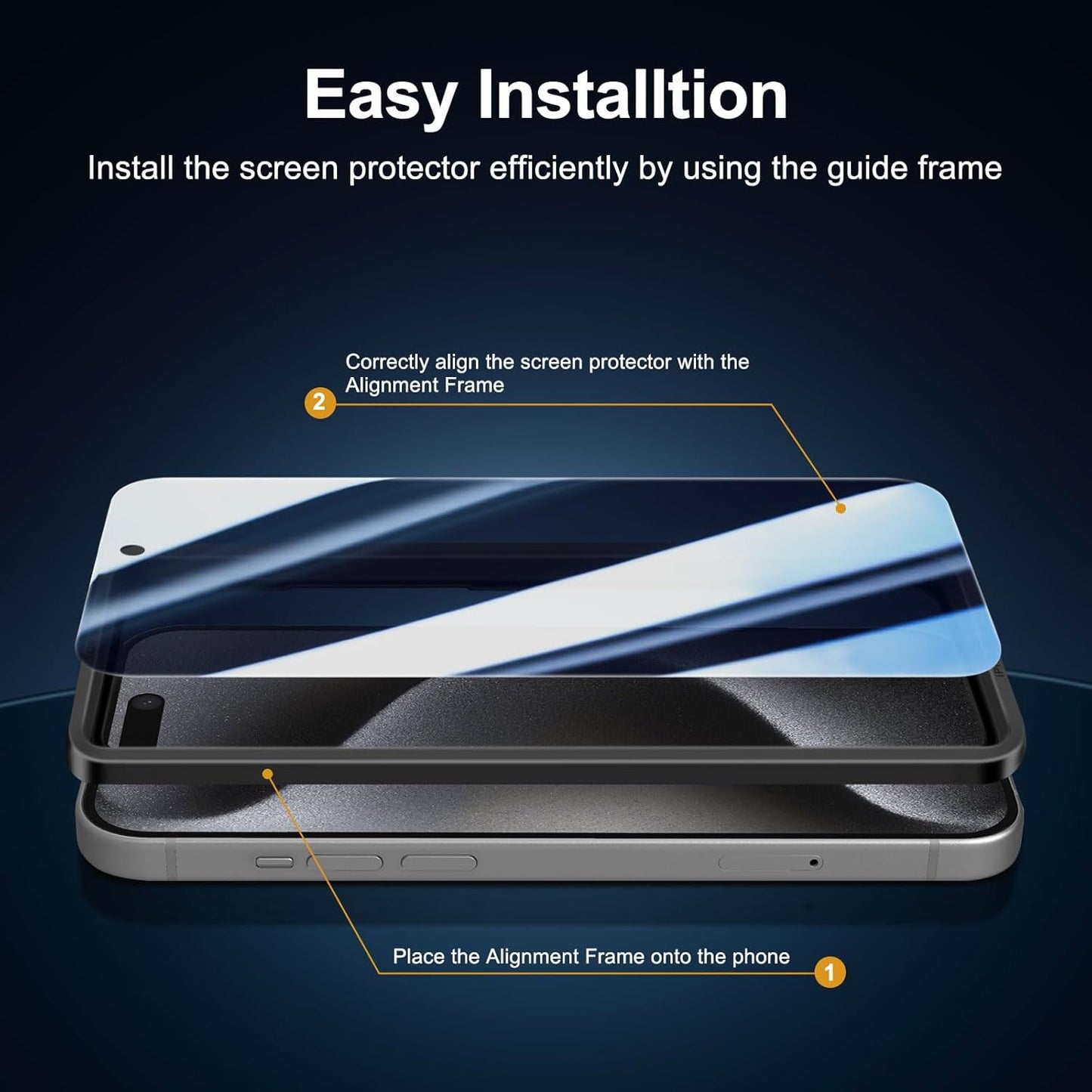 NEW'C 3 Pack Privacy for iPhone 15 Pro Screen Protector (6.1 inches), Anti-Spy Tempered Glass Film,Case Friendly Ultra Resistant,Balanced 28-Degree Privacy Angle - Easy installation tool included