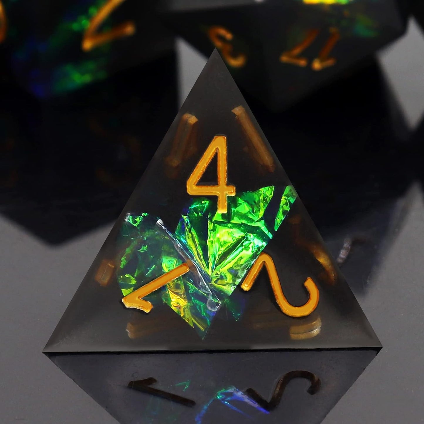 Haxtec DND Dice Set Black Sharp Edge Resin Dice with Dice Case Iridecent D&D Dice for RPG Compatible with Dungeons and Dragons DND Gift-Black Galaxy