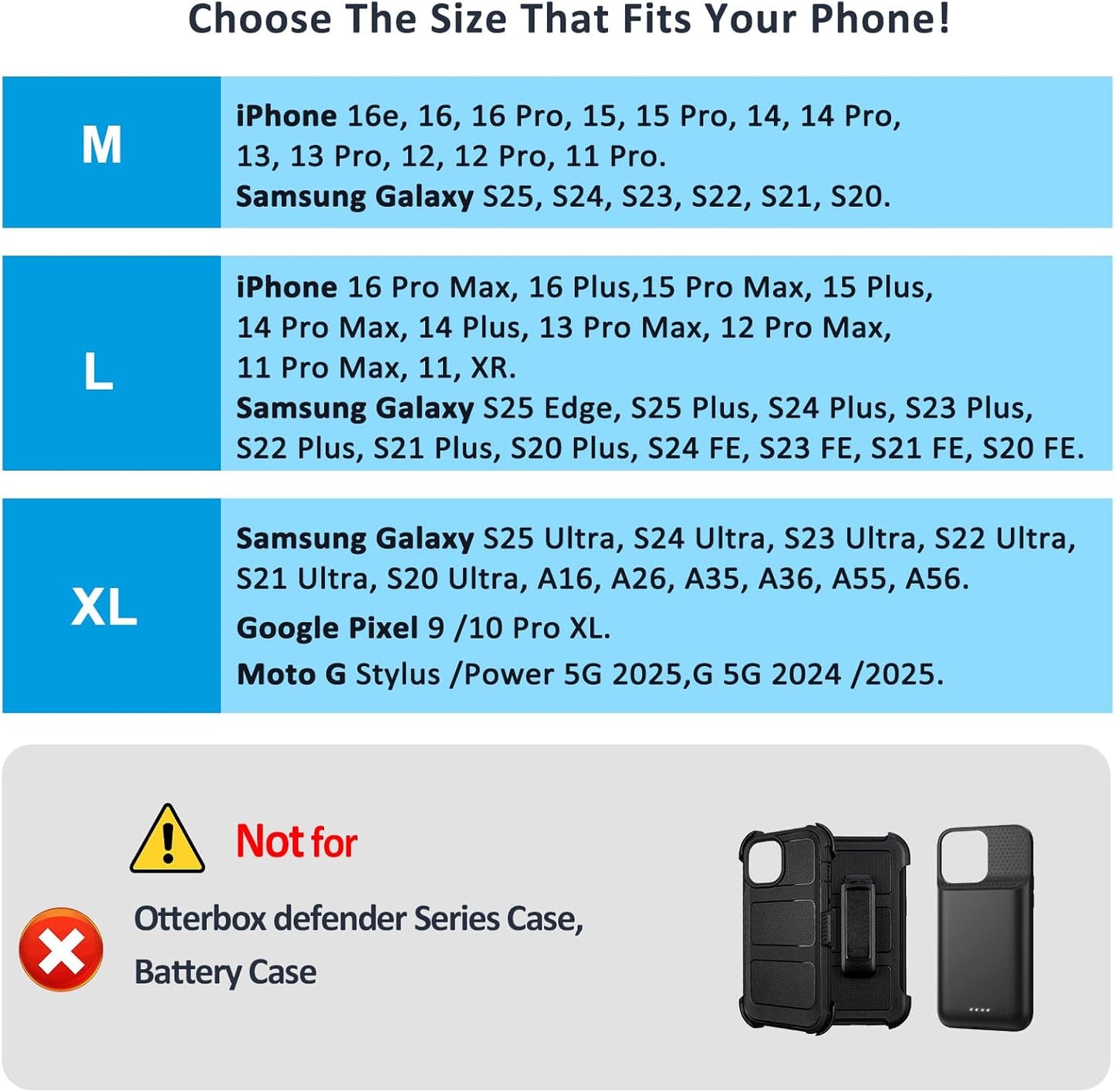 Phone Holster for Belt with Metal Clip and Magnetic Closure Compatible with iPhone 16/15/14/13/12 Pro Max, Galaxy S25/S24/S23/S22 Plus & FE for Everyday Protection, L-Blue