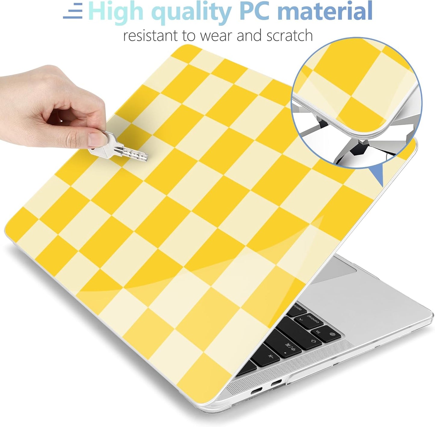 MEEgoodo Case for MacBook Pro 13 inch Case 2022 2021 2020 New A2338 M2/M1 A2251 A2289, Laptop Hard Shell with Keyboard & Camera Cover Compatible with 13 inch MacBook Pro, Yellow Squares