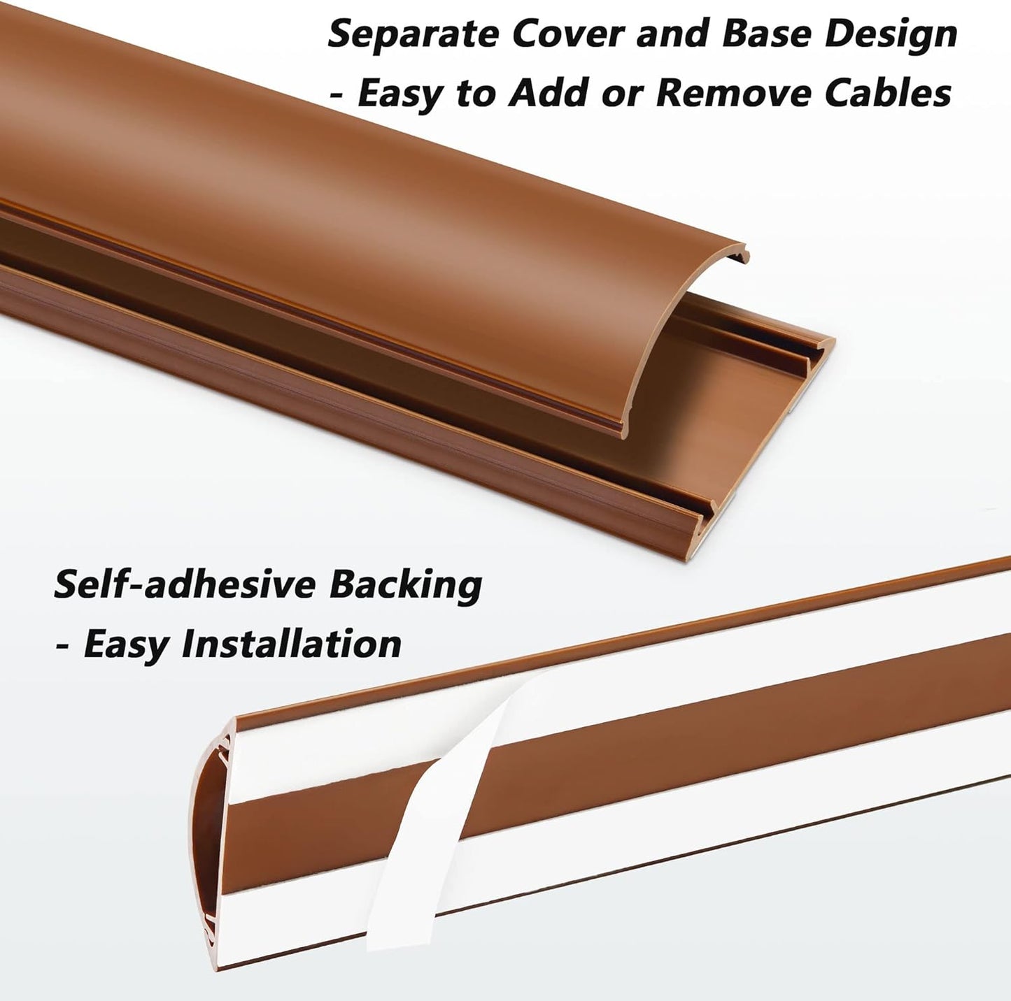 Cord Hider Floor 68in (4 x L17in), Large Capacity Floor Cord Cover, Hard PVC Wire Cover, Cable Management Floor, Brown, Cord Cavity - 1.1"(W) x 0.4"(H)