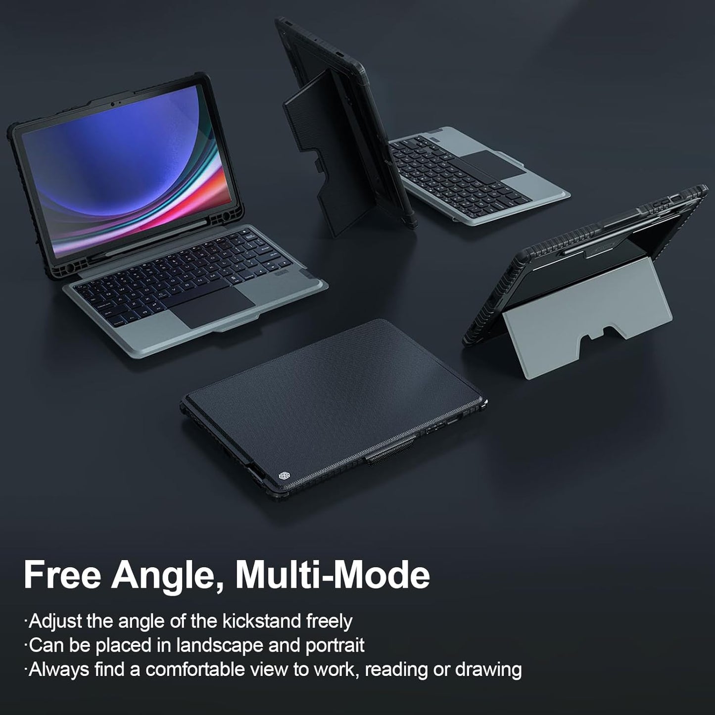 Nillkin for Samsung Galaxy Tab S9 11” Case with Detachable Keyboard, Multi-Touch Trackpad, 7-Color Backlit, S Pen Holder, Rugged Keyboard Case with Camera Cover for Samsung Tablet S9