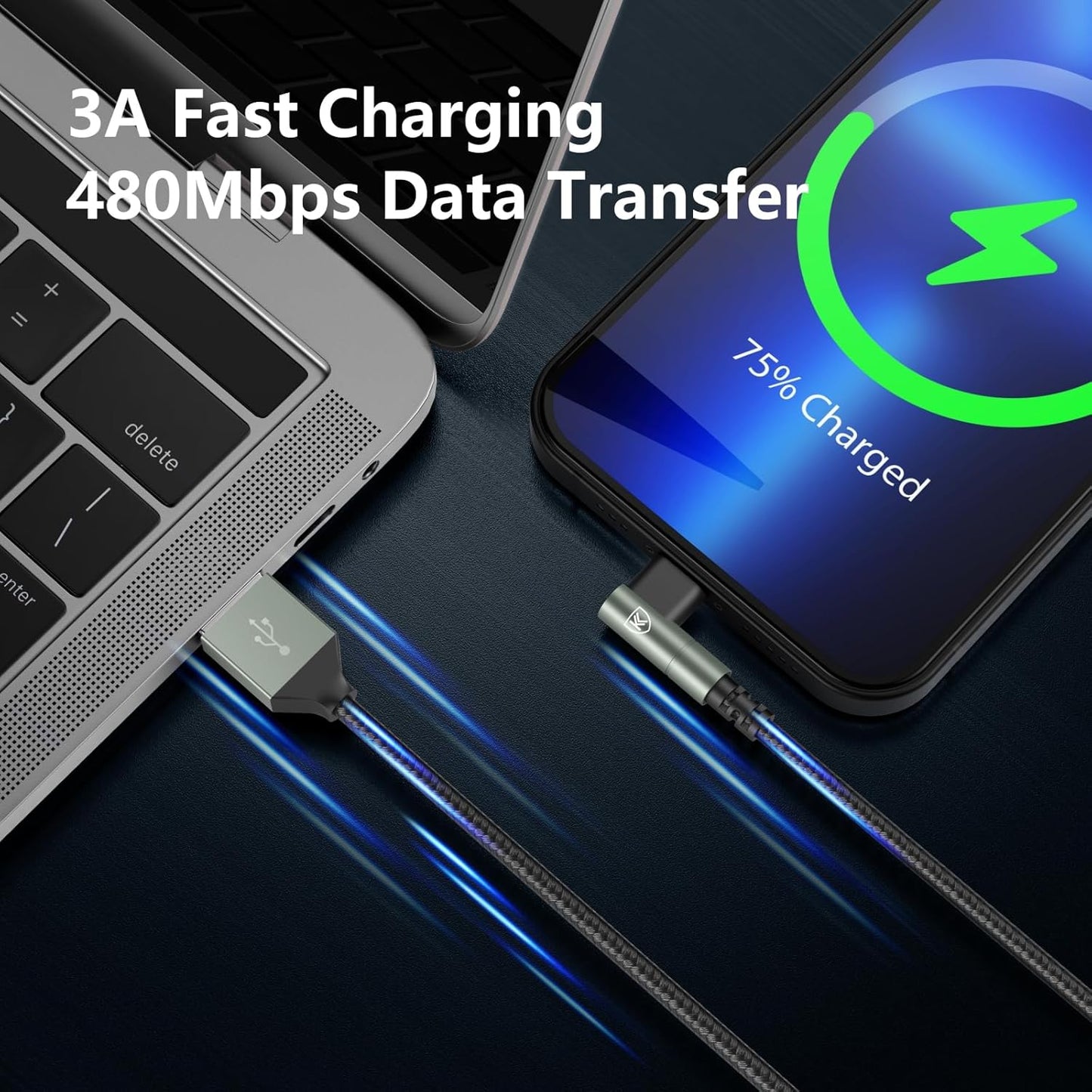 90 Degree iPhone Charger 6FT, [Apple MFi Certified] 3Pack Fast Charging Cables Cord,6Feet Right Angle Nylon Braided USB Lightning Cable for iPhone 14/13/12/11/Pro/Max/Mini/X/Plus/8/7/6/5S/Plus/iPad