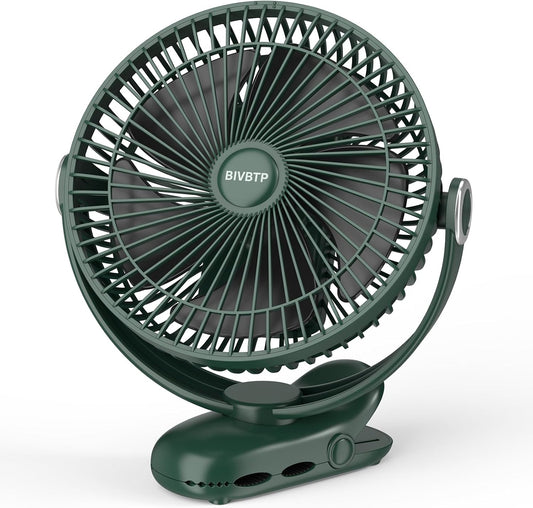 12000mAh Clip on Fan 30H Longest Runtime, 8in Portable Fan Rechargeable, Ultra Quiet with Heavy-Duty Clamp, USB Desk Fans for Golf Cart,Office Desk, Treadmill, Camping, Bedroom