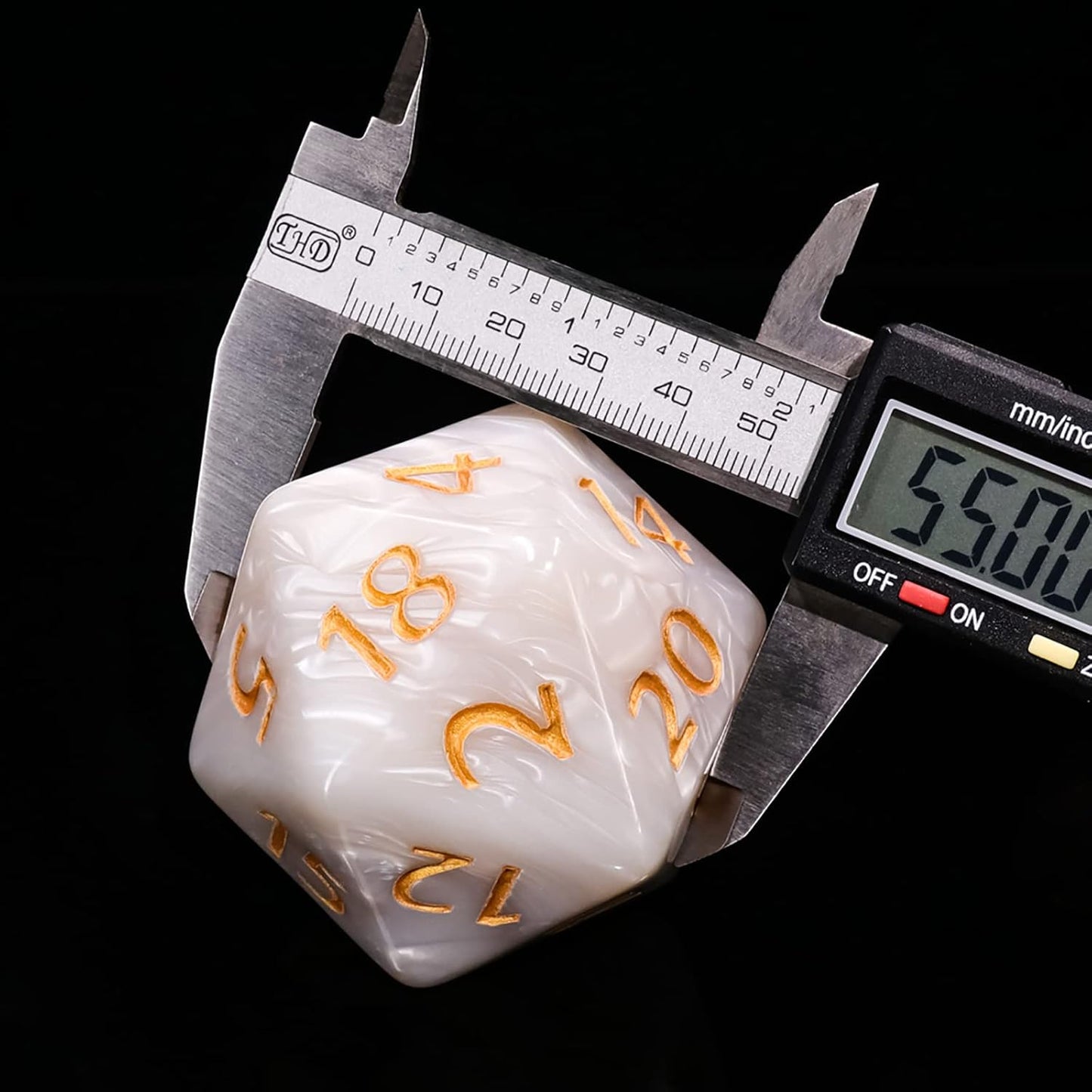 20 Sided DND Dice,D20 Giant Polyhedral Dice,55mm Titan Large Pearl Color D20 Dice,20 Sided Cube D&D Dice Set for Dungeons and Dragons, RPG, MTG Table Games(White Pearl)