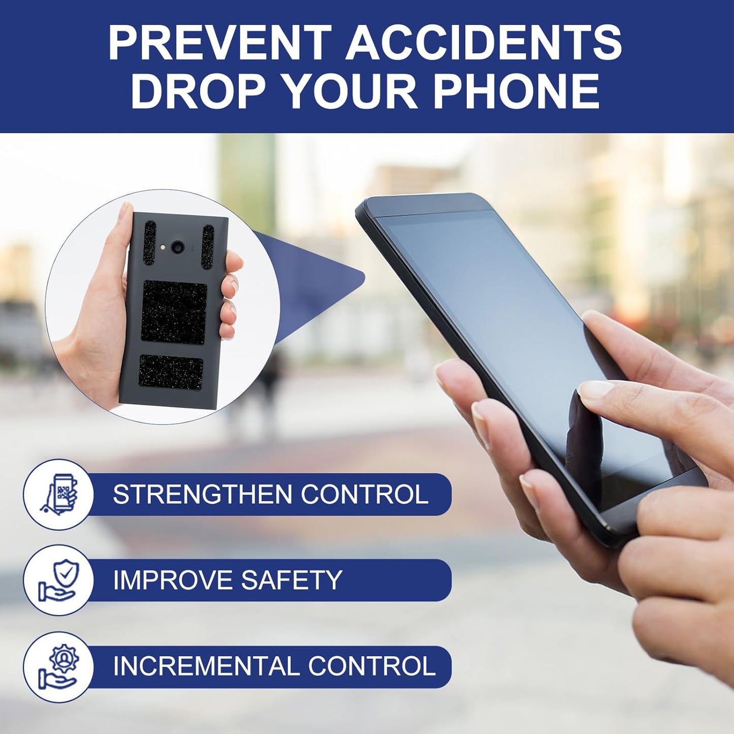 4Pack Phone Grip Tape, Finger Grip Stickers Decal Waterproof Pre-Cut Non Slip Kit Adhesive Traction for Cell Phone Cases, Handles, Tools (4Pack Clear)