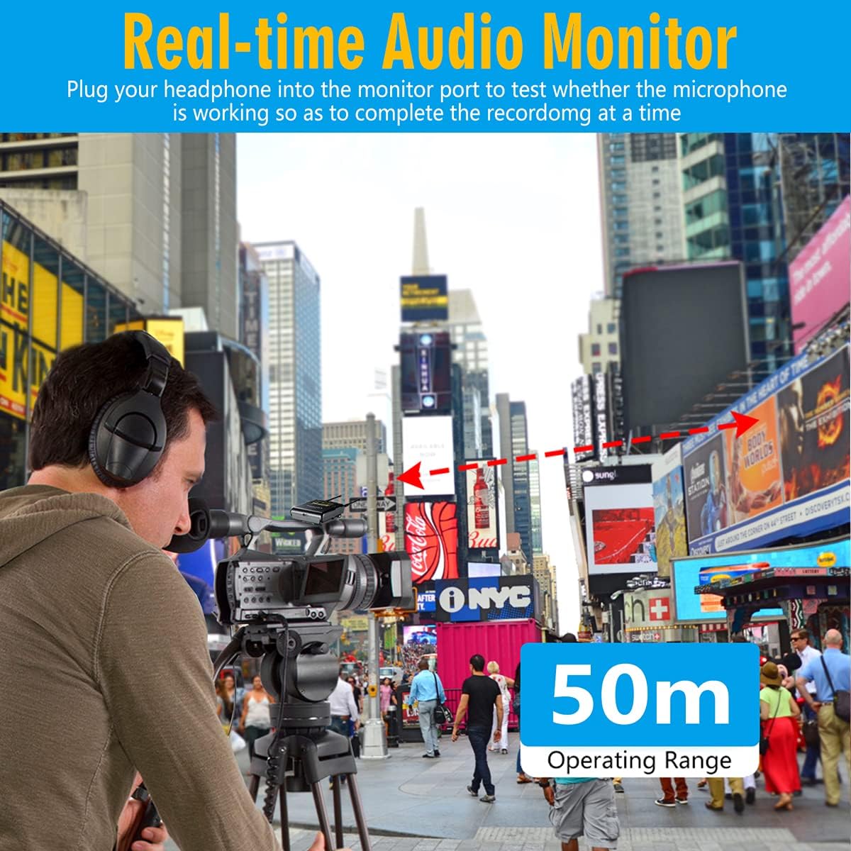 FULAIM WM500 UHF Wireless Lavalier Microphone System, 16-Channel Lavalier Lapel Mic with Rechargeable Transmitter and Receiver for Recording YouTube, Interview, Vlogging, Conference - 4 X Transmitters