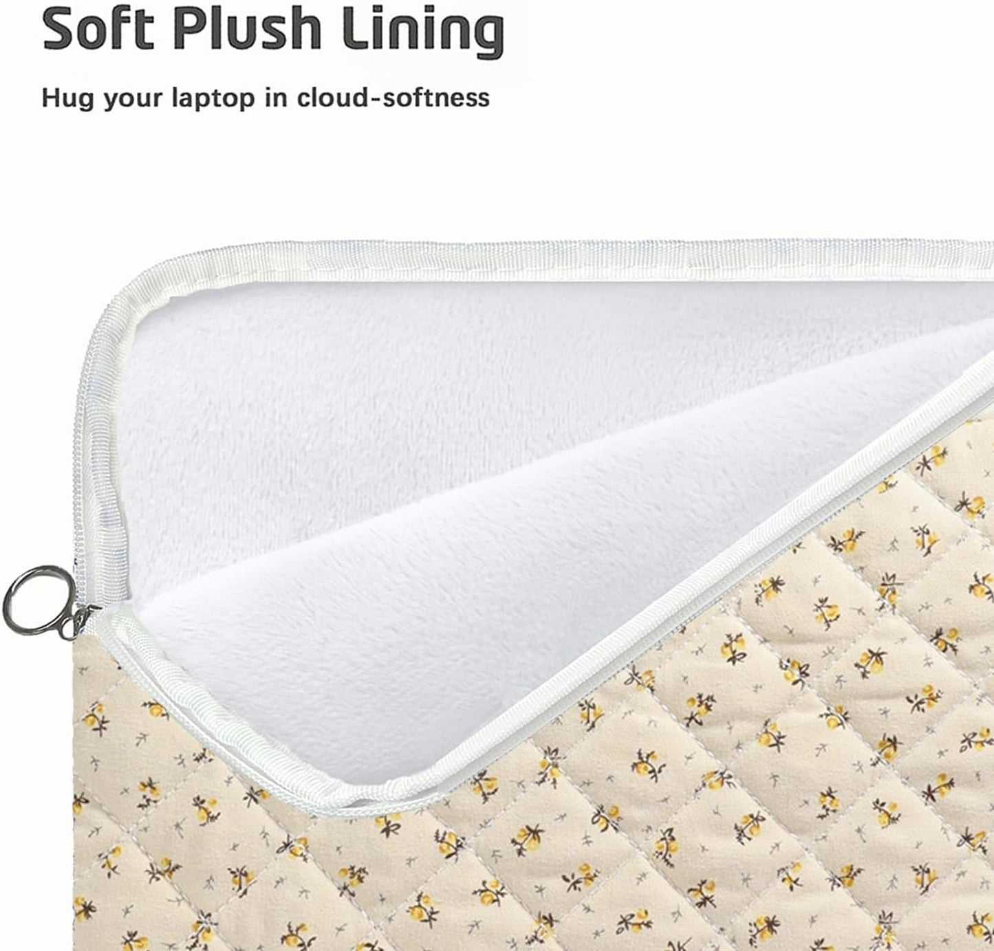 Puffy Laptop Sleeve 13-15.6 Inch Cute Quilted Laptop Protective Case Padded Floral Computer Sleeve for MacBook (A-Yellow, 13 Inch)