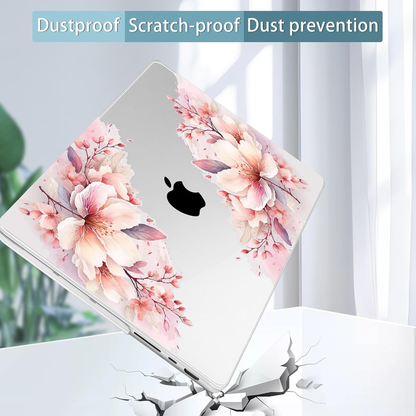 Tuiklol for M4 MacBook Pro 14 Inch Case 2024-2021 Release A3112 A3401 A3185/M3 A2918 A2992/M2 A2779/M1 A2442 Pro/Max Chip,Hard Shell Case with Screen Protector for Touch ID,Big Floral