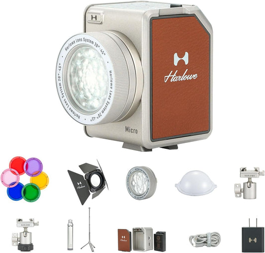 Harlowe Micro Portable Led Light for Camera 8W Bi-Color 2700K-6500K CRI/TLCI 96+ Small Camera Lighting Kit Mini Cube Fill Light for Photography and Video Recording Micro Master Kit