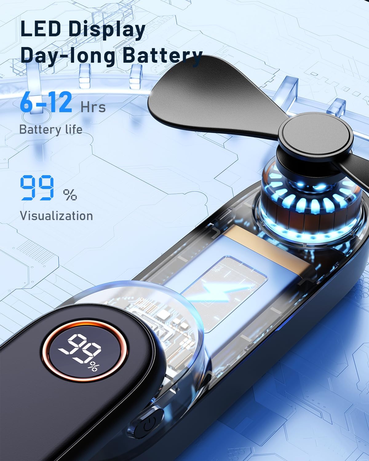 SWEETFULL Portable Handheld Mini Fan with LED Display, 3-in-1 Personal Foldable USB Rechargeable Hand Held Fan & Flashlight for Travel, Lash Eyelash, Cute Small Pocket for Women, Girls