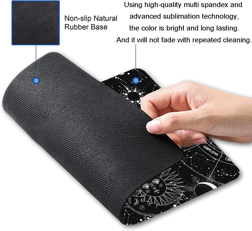Moon Sun Mouse Pad - Custom Design, Waterproof, Non-Slip Rubber Base, Office Laptop, 9.5"x7.9"x0.12" Inch