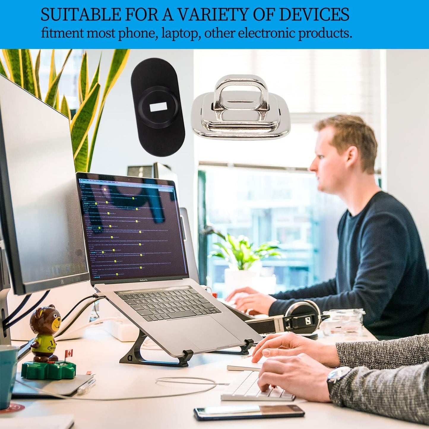 Laptop Anchor Plate and Lock Plate with Lock Slot, Self-Adhesive Security Plate Anti Theft Lock Slot for Cables to Lock Down Laptops, Mac Book, Tablets, iPad, or Other Computer