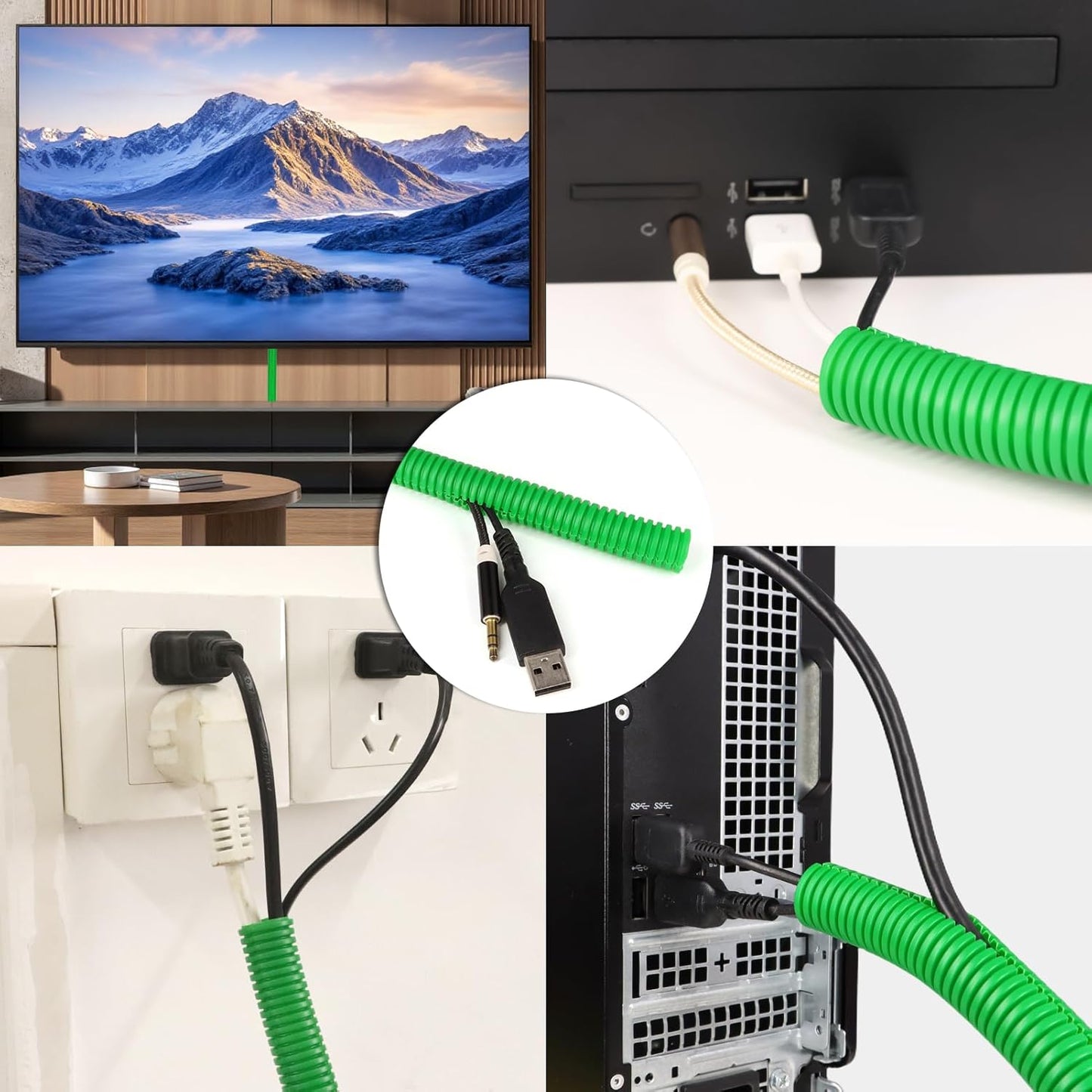 Split Wire Loom Tubing,10,25ft Cord Protectors from Pets No Chew, Flexible Wire Covers Cord Protectors, Protective Split Cable Sleeve for Automotive Home Industrial Wires(Green, 0.51inch-25ft)