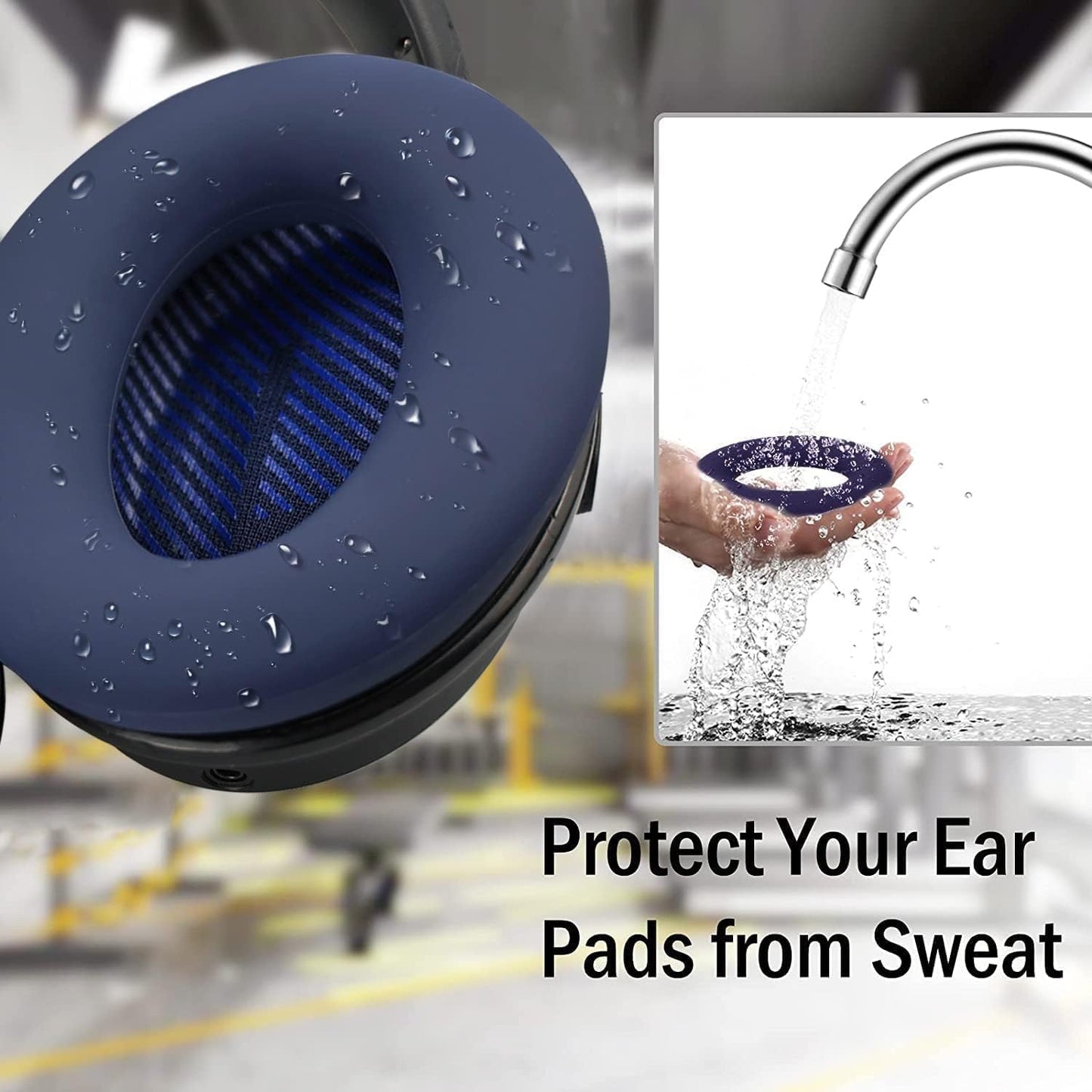 SOULWIT Silicone Ear Pads Cover Protector for Bose QuietComfort QC15 QC25 QC2 QC35 QC45/Ae2 Ae2i Ae2w/SoundTrue & SoundLink AE Headphones Cushions, Sweatproof, Easily Washable - Blue