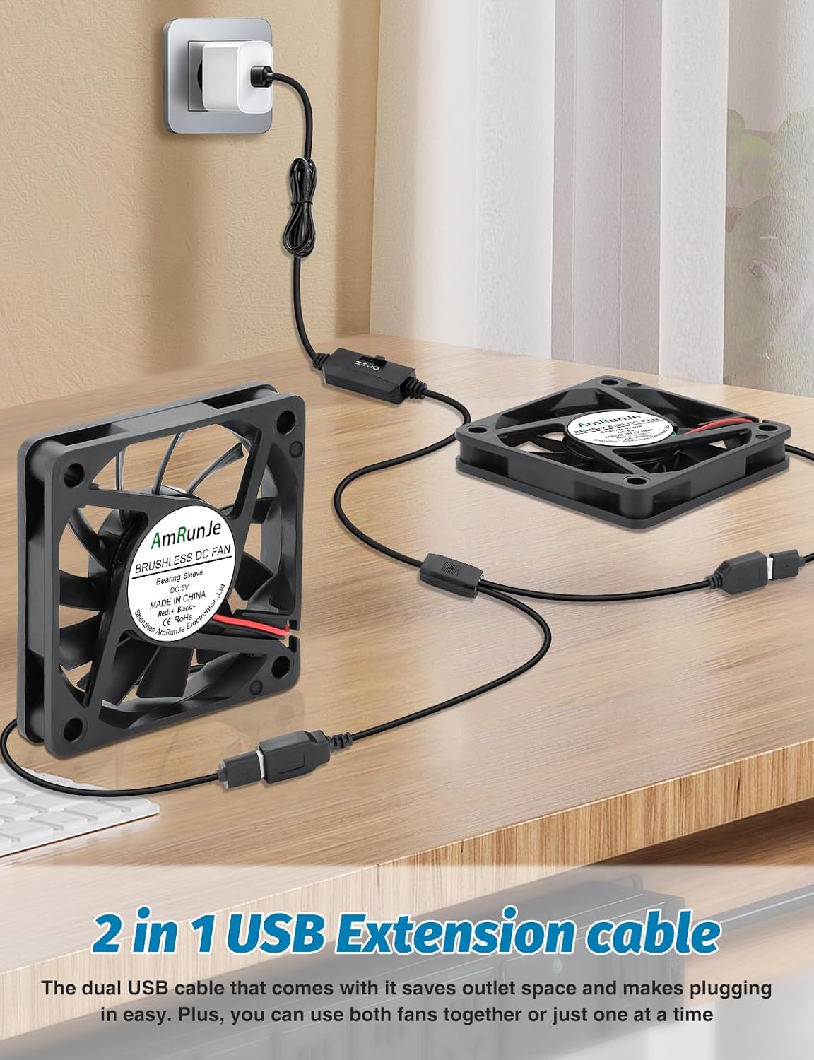 2 Packs USB Cooling Fan 60mm x 15mm 5V Brushless DC Fans Variable Speed for PC Computer Raspberry Pi Router Terrarium Helmet