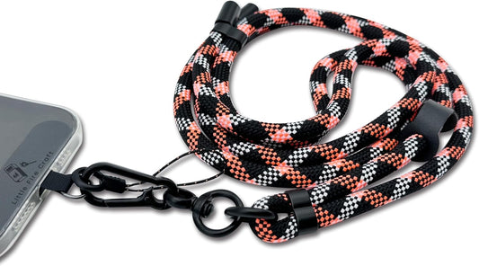 Adjustable Cell Phone Lanyard Crossbody Smartphone Strap Soft Rope Phone Lanyard for Around the Neck Holder (Orange/Black)