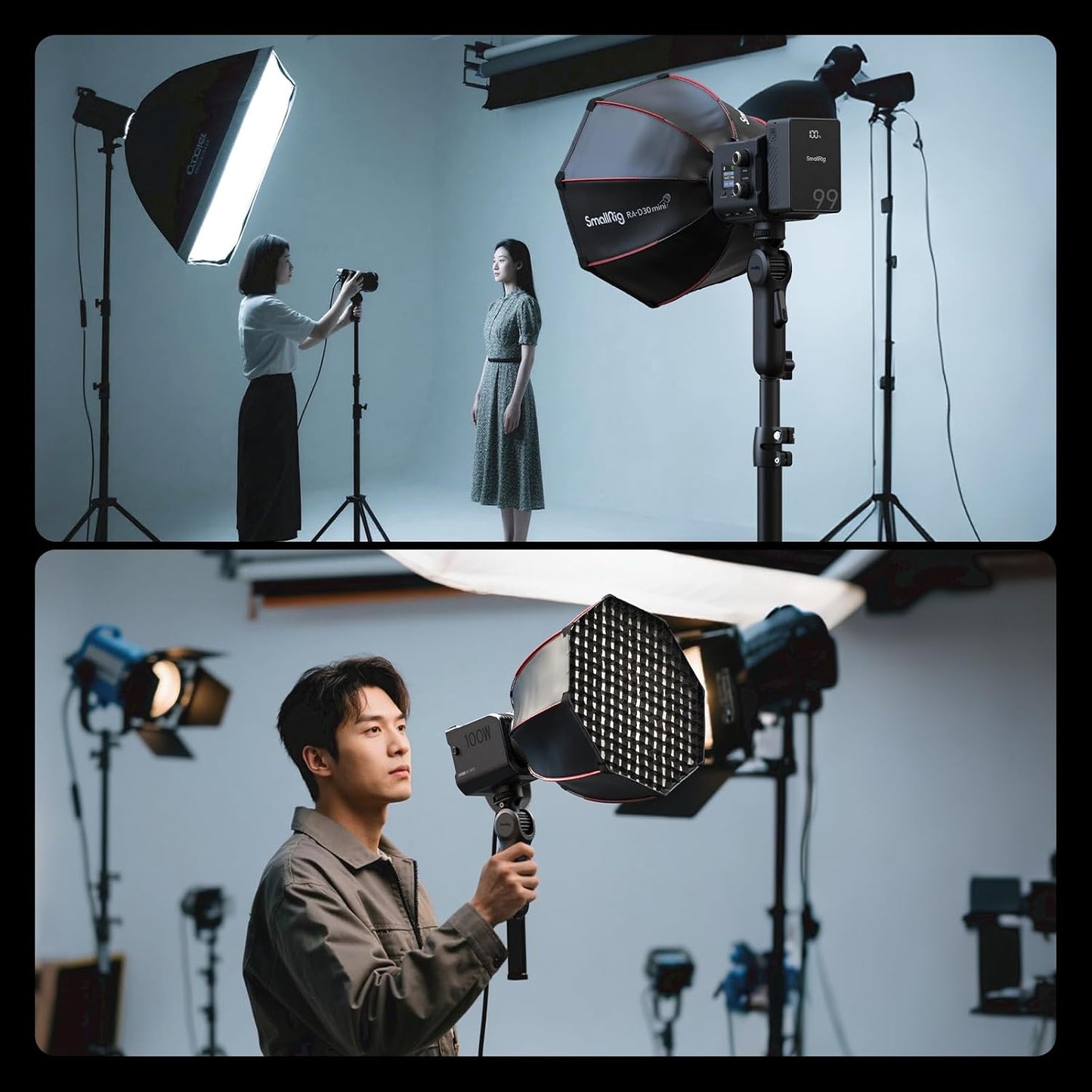 SmallRig Quick Adjustment Light Stand Adapter, One-Button 180° Pitch Adjustment, 3kg Load Capacity, for COB Video Light/Camera/Phone Clips, for On-Camera Flash, 5181