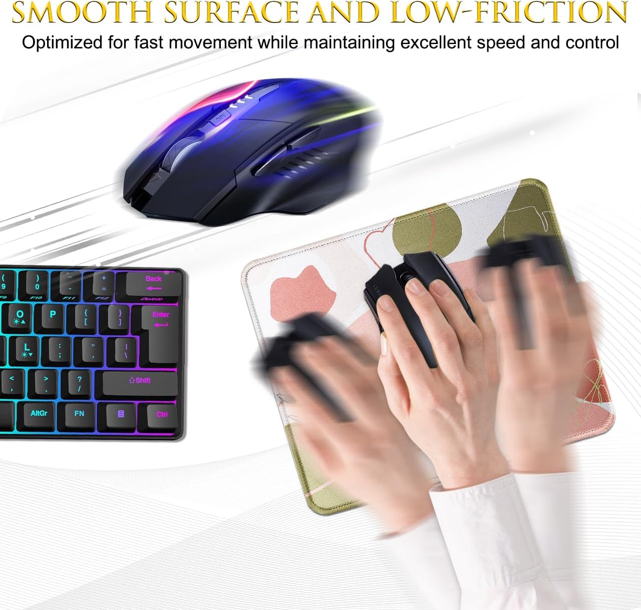 JIKIOU 3 Pack Mouse Pad with Stitched Edge, Comfortable Mouse Pads with Non-Slip Rubber Base, Washable Mousepads Bulk with Lycra Cloth, Mouse Pads for Computers Laptop Mouse 10.2x8.3x0.12in Rose