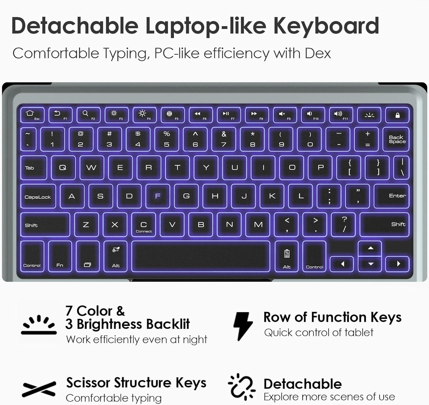 Nillkin for Samsung Galaxy Tab S10 FE 10.9” / S9 11" Case with Detachable Keyboard, 7-Color Backlit, Trackpad, S Pen Holder, Rugged Keyboard Case with Camera Cover for Samsung Tablet S10 FE 5G