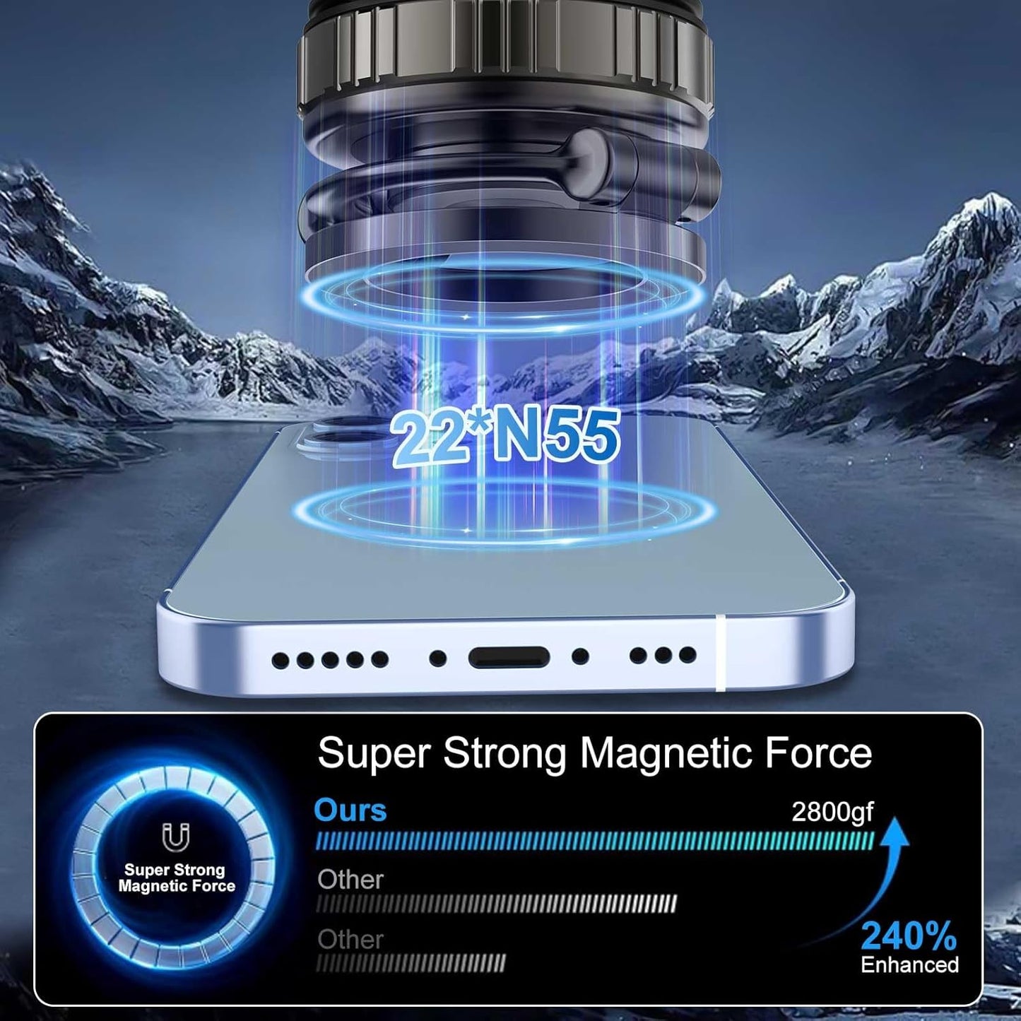 Kairiyard Vacuum Magnetic Phone Holders for Your Car, 360° Adjustable Ultra Magnet Suction Car Phone Holder Mount Foldable Cars Phone Stand Compatible with MagSafe iPhone All Smartphones