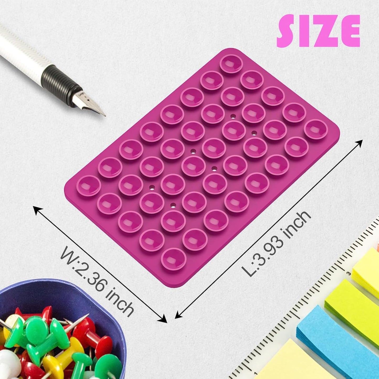 Silicone Double Sided Suction Phone Case Mount, Detachable Hands Free & Strong Grip Holder for Selfies & Videos, Compatible iPhone Android (Rose Red, 1Pack)