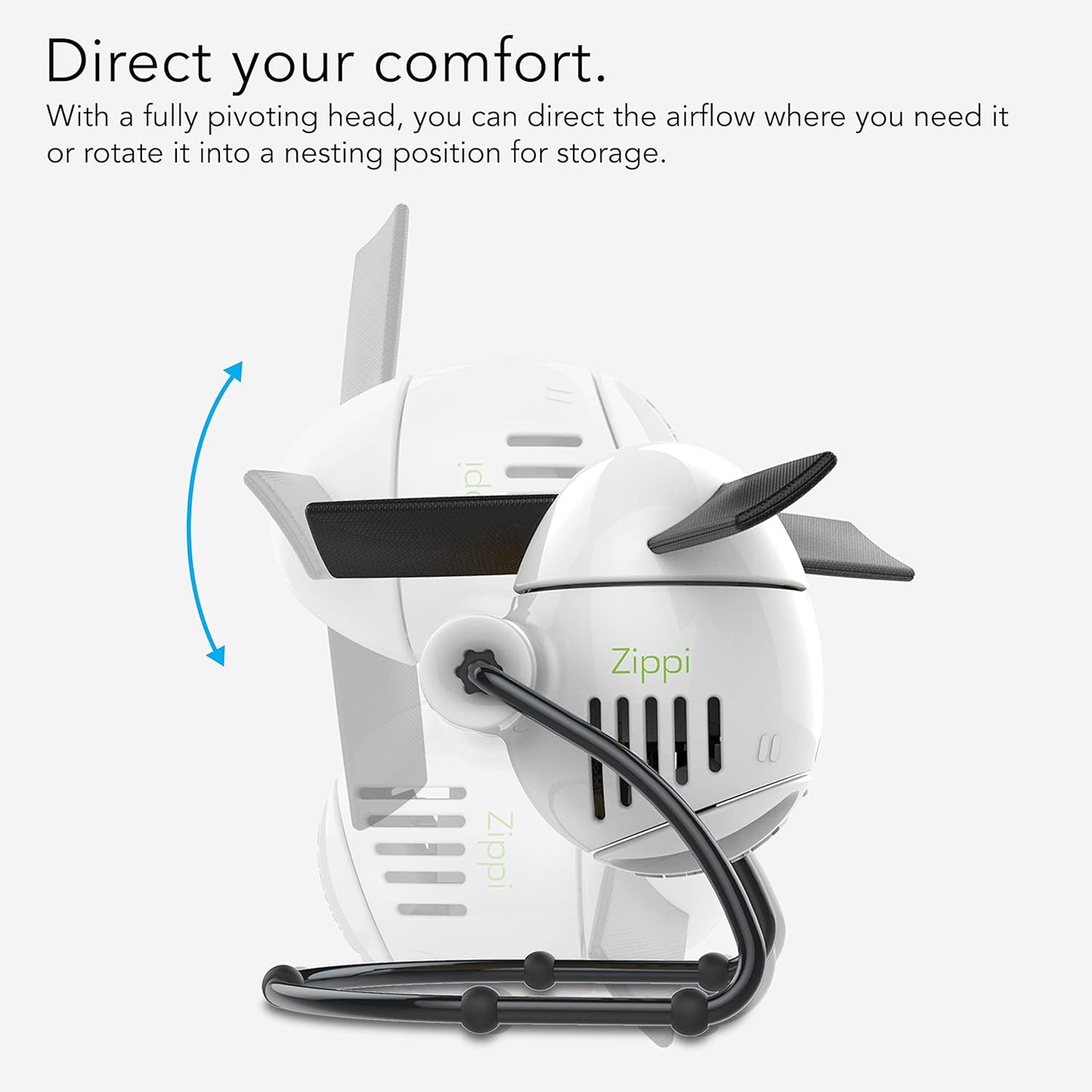 Vornado Zippi Small Personal Fan, Foldable Cooling for Desk, 2 Speed Settings, Soft Nylon Blades, Directable Airflow, Perfect Fan for Office and Bedroom, Multiple Color Options, Ice White