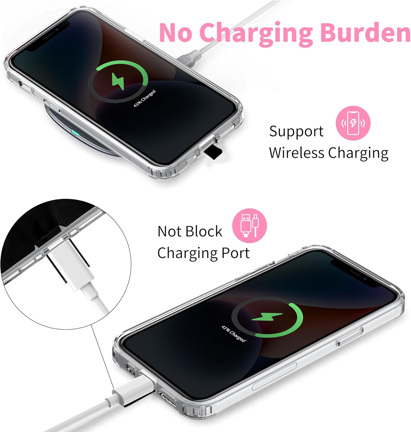 CACOE Phone Lanyard 2 Pcs-2 Pcs Adjustable Neck Strap, 4 Pcs Patches, Universal Crossbody Multifuctional Cell Phone Lanyards Compatible with Most Smartphones(Black+Bright Pink)