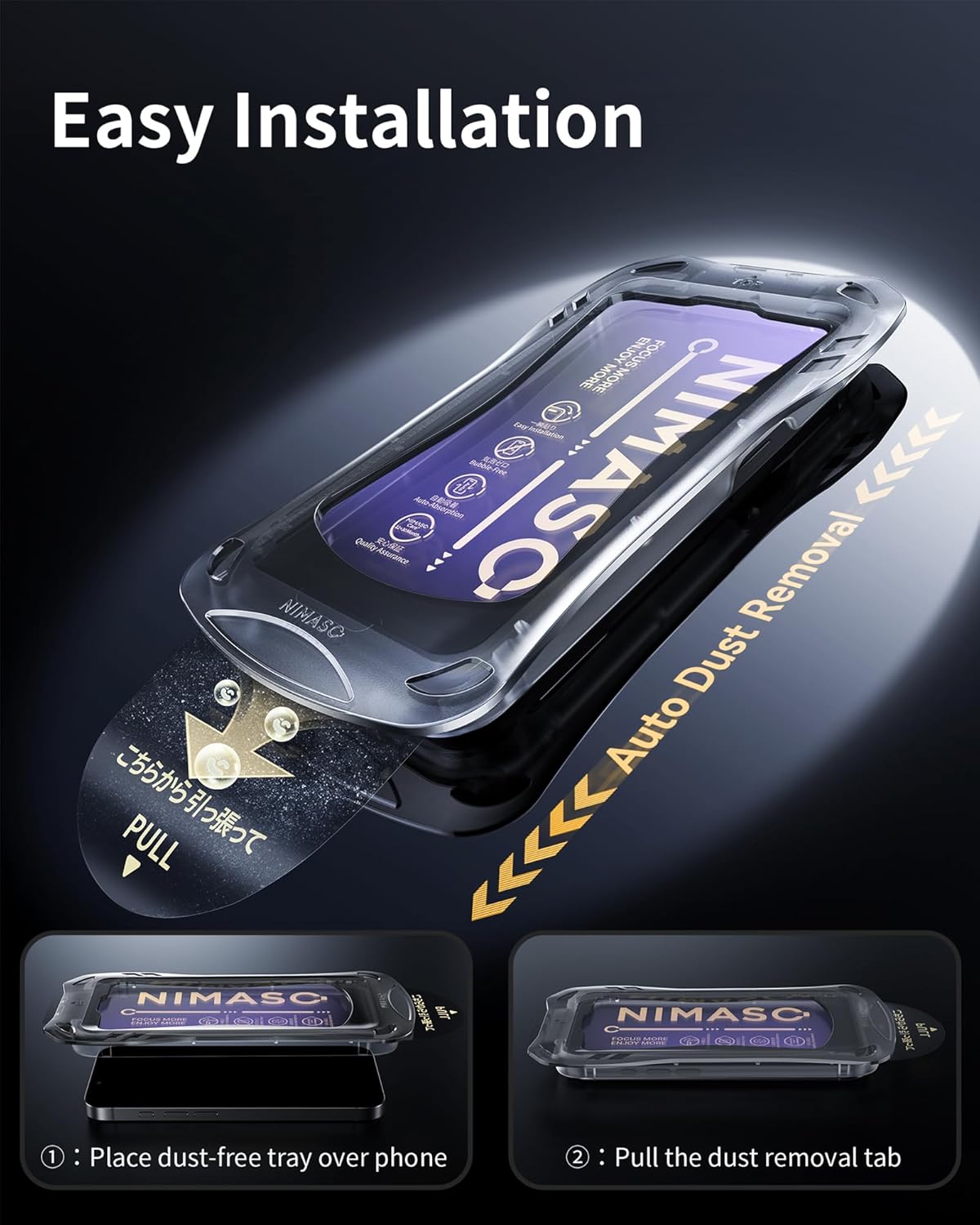 NIMASO for iPhone 16e/13 Pro/13/14 Screen Protector, 2 Pack Anti Blue Light Tempered Glass Screen Protector for iPhone 16e, Automatic Dust Removal, Instant Installation (6.1 inches)