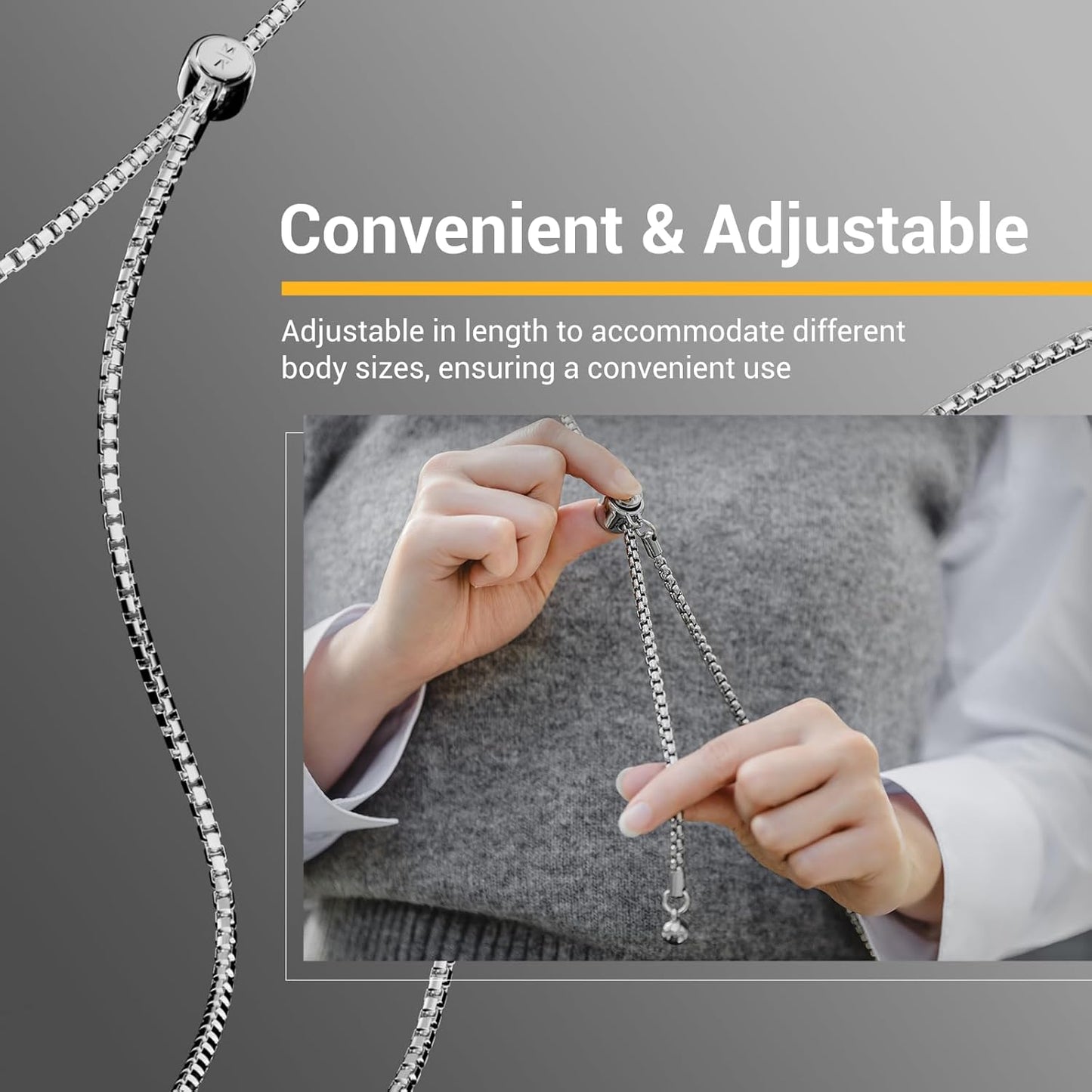 MAGEASY Crossbody Phone Chain Strap - Universal Metal Crossbody Phone Lanyard With Adjustable Length, Chic Cell Phone Necklace Crossbody Strap for iPhone & Android Phones - Silver Metal