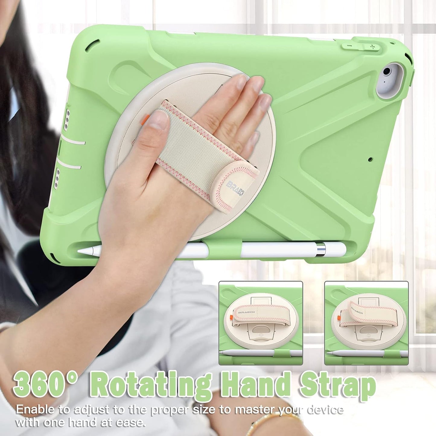 BRAECN iPad mini 5 Case,iPad mini 4 Case, Heavy Duty Shockproof Protective Rugged Case with Pencil Holder,Hand Strap,Kickstand, Shoulder Strap for iPad mini 5th/4th Generation 7.9 Inch for Kids