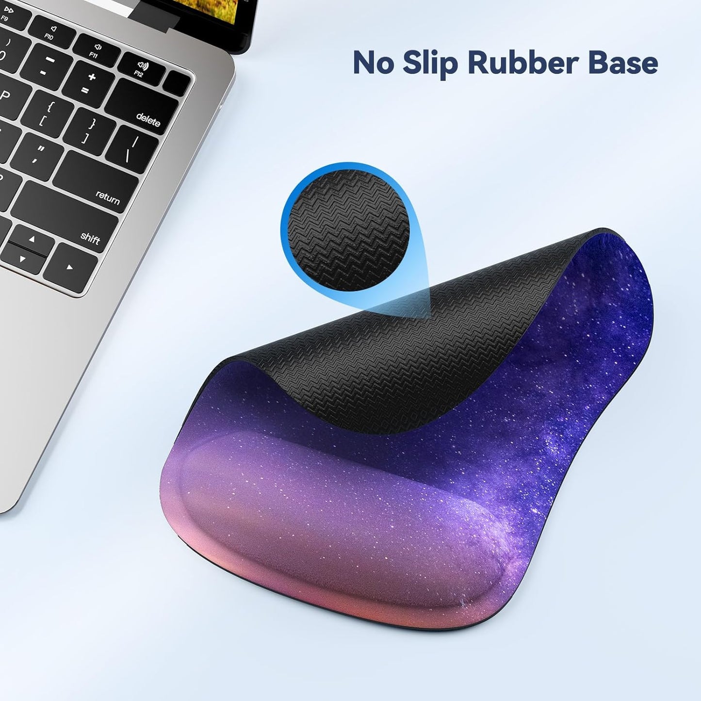 TECKNET 2 Pack Mouse Pad with Wrist Support, Ergonomic Gaming Mouse Pad Pain Relief, Portable Comfortable Mousepad for Computer, Laptop, Office, Home Non-Slip Base, Waterproof Surface - Purple Galaxy