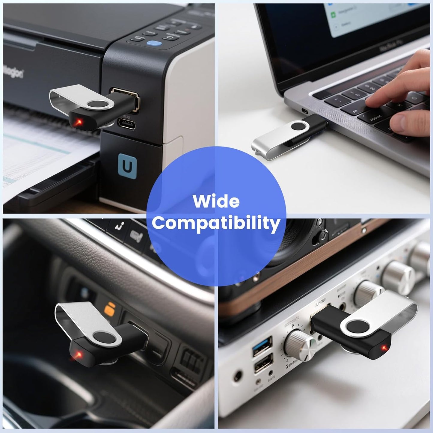 ABLAZE 8GB Flash Drives 500 Pack, USB 2.0 Thumb Drives Bulk Swivel Memory Stick Bulk USB 500 Pack Pendrives 8GB (Black)