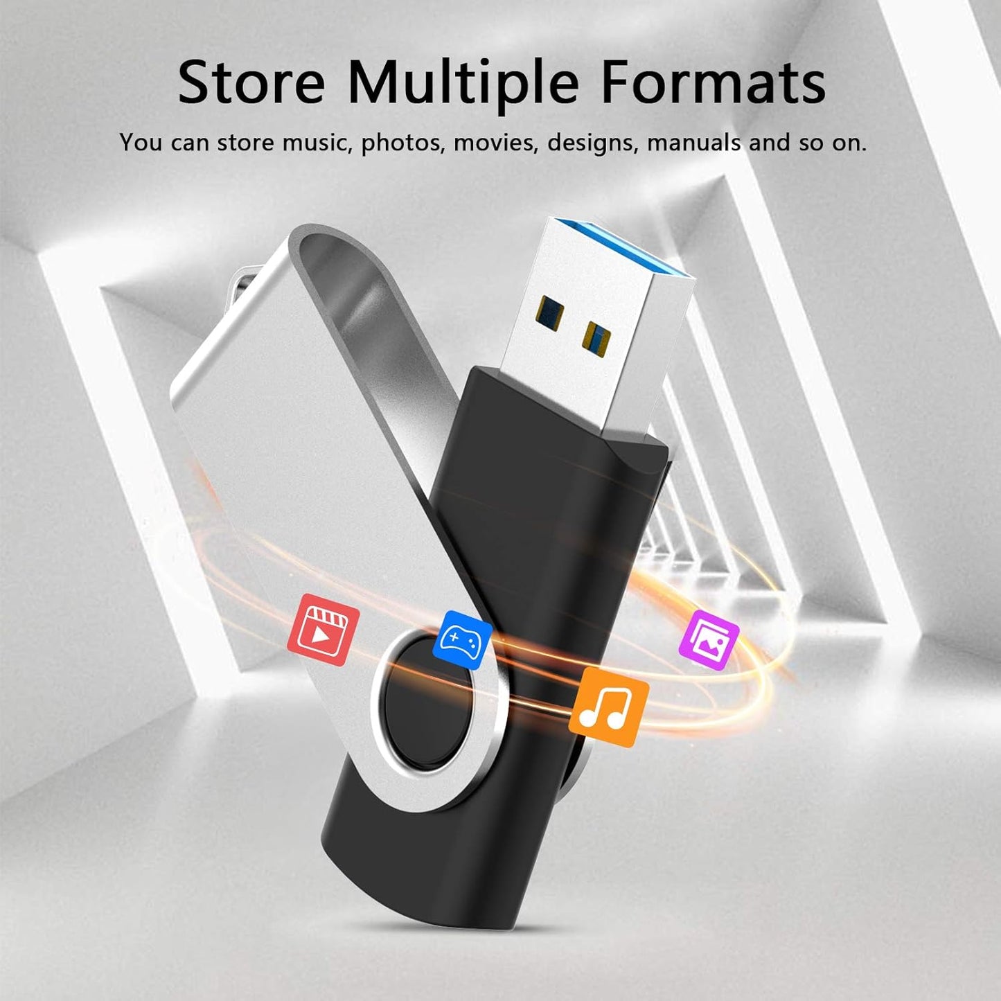 KOOTION 10 Pack 32GB Flash Drive USB 3.0 Thumb Drive USB Drives Jump Drives Keychain Memory Stick Black