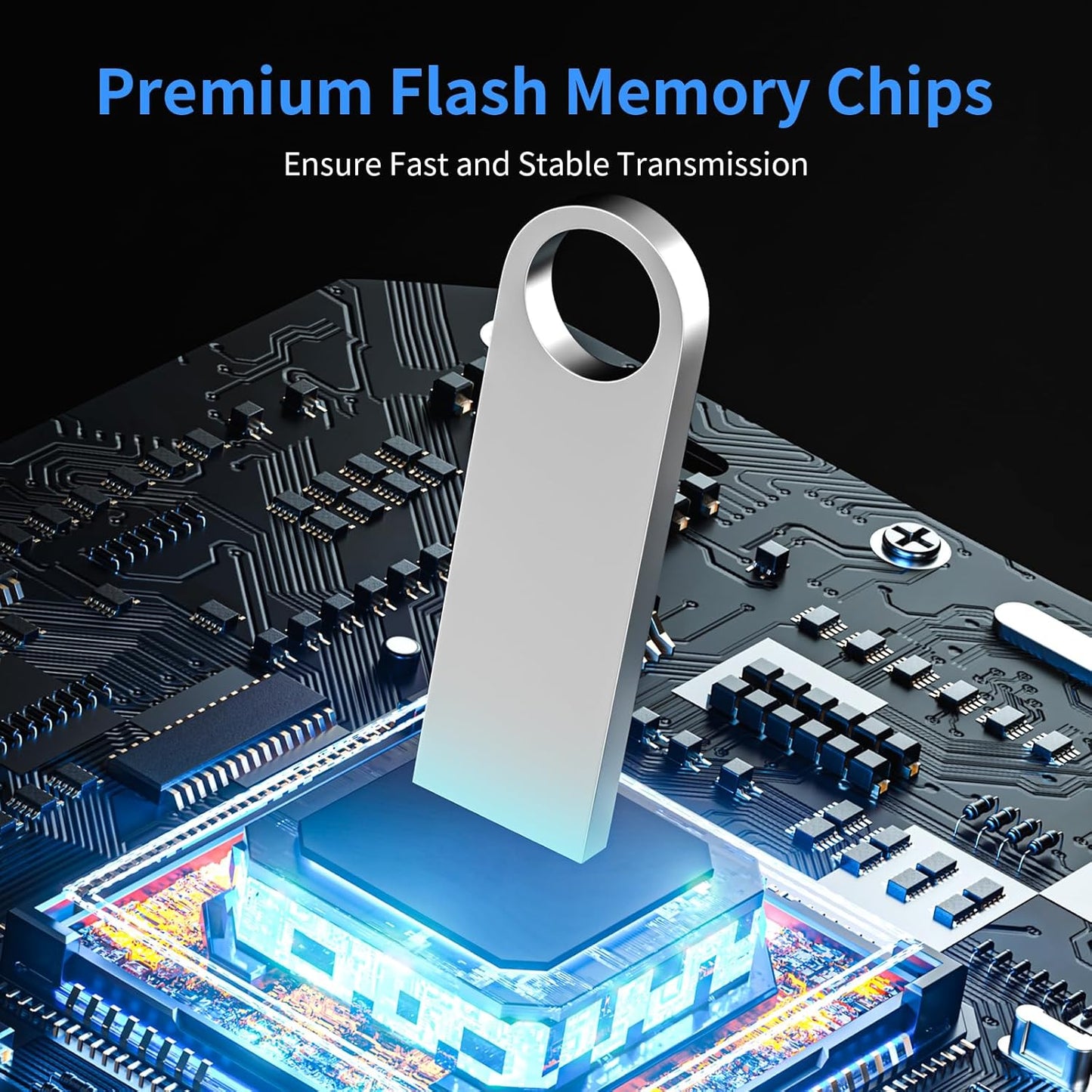 USB 3.0 Flash Drive 64GB 5 Pack, Wooolken High Speed USB 3.0 Thumb Drives Sleek Metal Flash Drives with Keychains, Memory Stick, USB Drive for PC/Computers/Mac/Laptops