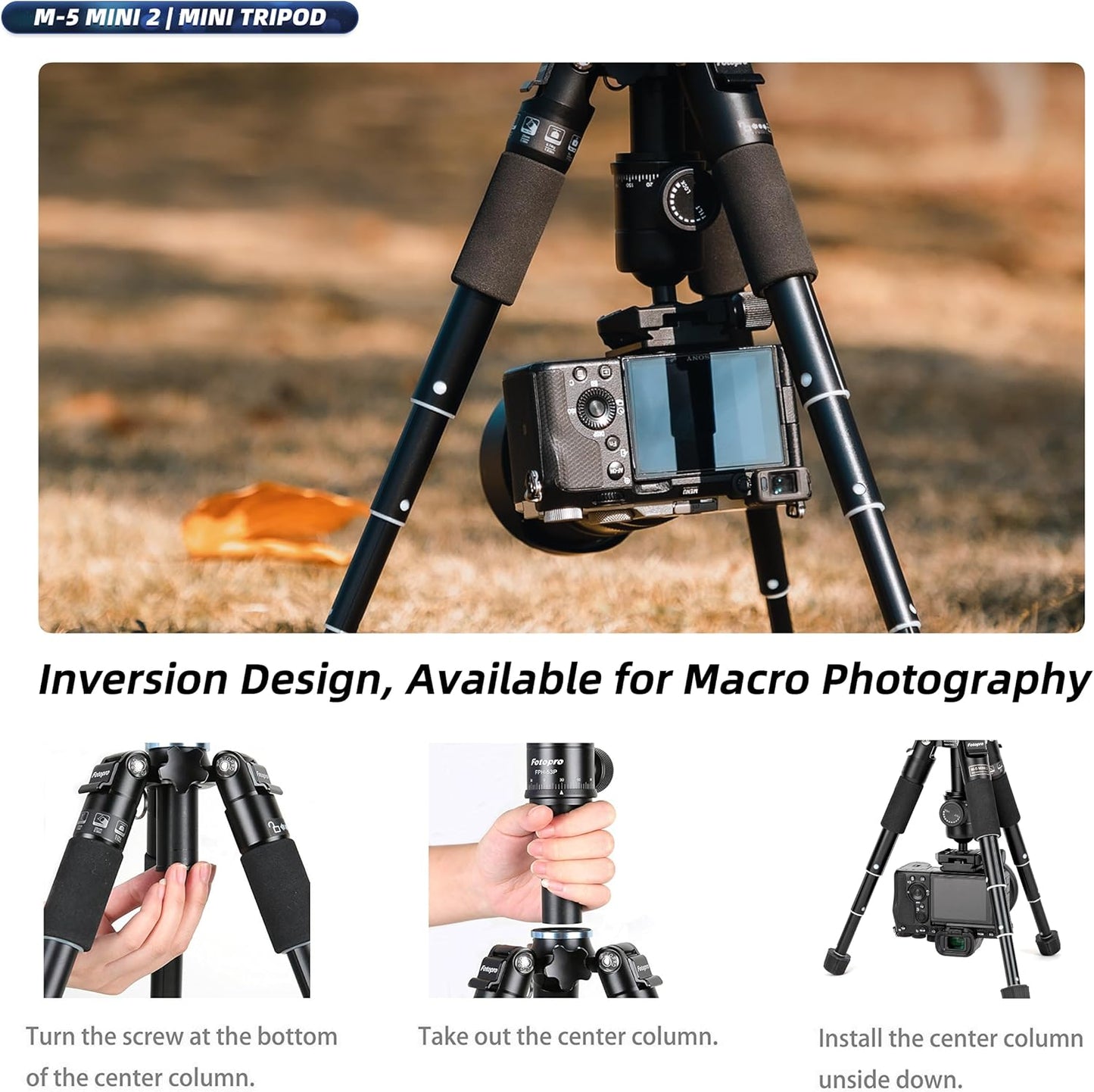 Fotopro Mini Tripod Portable Desktop Aluminum Small Camera Tripod with 360 Ball Head 20 Inch Compact Tabletop Tripod for DSLR Camera Video Camcorder Travel with Carrying Bag Load up to 11lbs/5kg