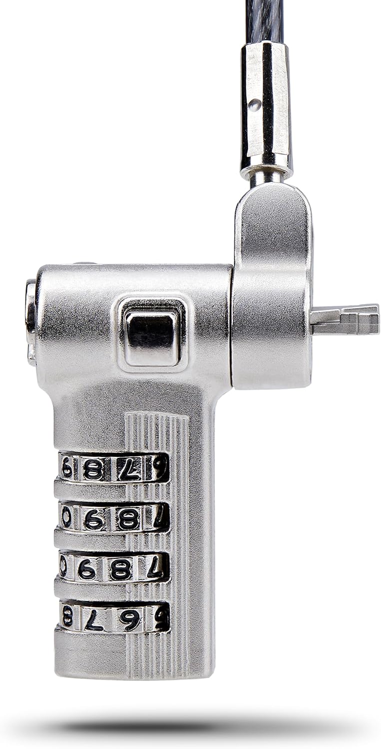 StarTech.com Universal Laptop Cable Lock 6.6ft (2m), Serialized Security Cable, Compatible with Noble Wedge/Nano/K-Slot; TAA
