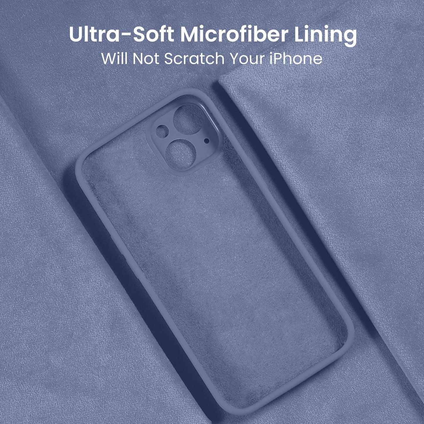 FireNova Designed for iPhone 15 Plus Case, Silicone [Camera Protection] Case with [2 Screen Protectors], Soft Anti-Scratch Microfiber Lining Inside, 6.7 inch, Lavender Gray