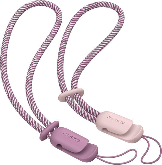 SURPHY 2 Pack Phone Lanyard for Cellphone Case, Phone Wrist Strap for Case, Cellphone Strap with 2-Color Braided, Charm Wrist Lanyard for Women, Cellphone Wrist Lanyard for Women, Pink & Lilac Purple