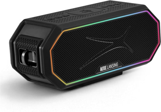 Altec Lansing Loud Portable Speakers Bluetooth Wireless Waterproof - MultiColor LED, 20 Hour Playtime, Mount Included | HydraBLAST 2.0 Magnetic Bluetooth Speaker for Travel, Home and Outdoor Adventure