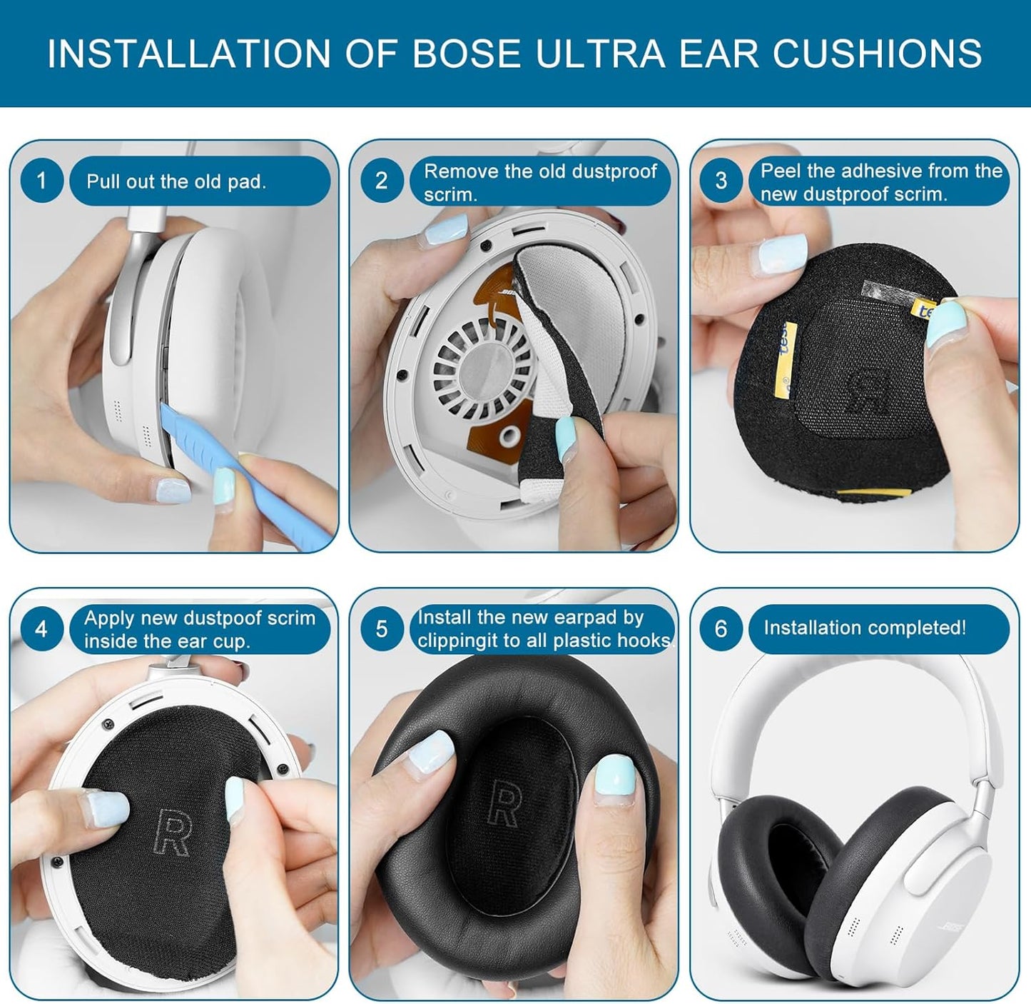 GEVO Earpads Replacement for Bose QuietComfort Ultra (QC Ultra), Ear Pads Cushions Replacement with Protein Leather and Memory Foam,Black