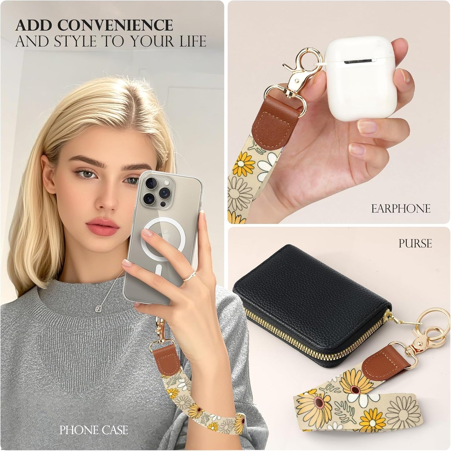 TiMOVO Phone Lanyard Crossbody Wrist Strap, Adjustable Anti-Theft Strap for Smartphone Case