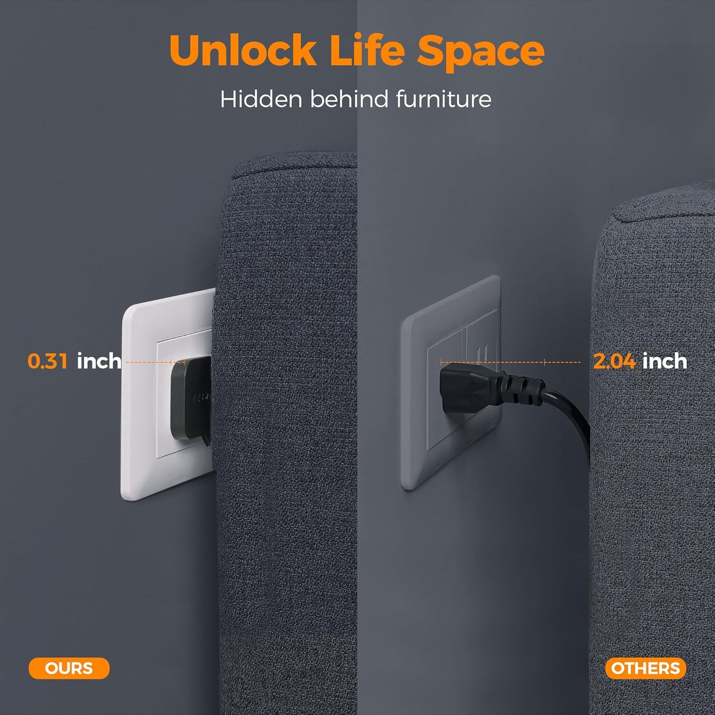 Surge Protector Power Strip Tower, TESSAN 10 ft Flat Extension Cord with Multiple Outlets, 8 AC Outlets 4 USB Ports (1 USB C), Charging Station with Surge Protection for Home Office Dorm, Black