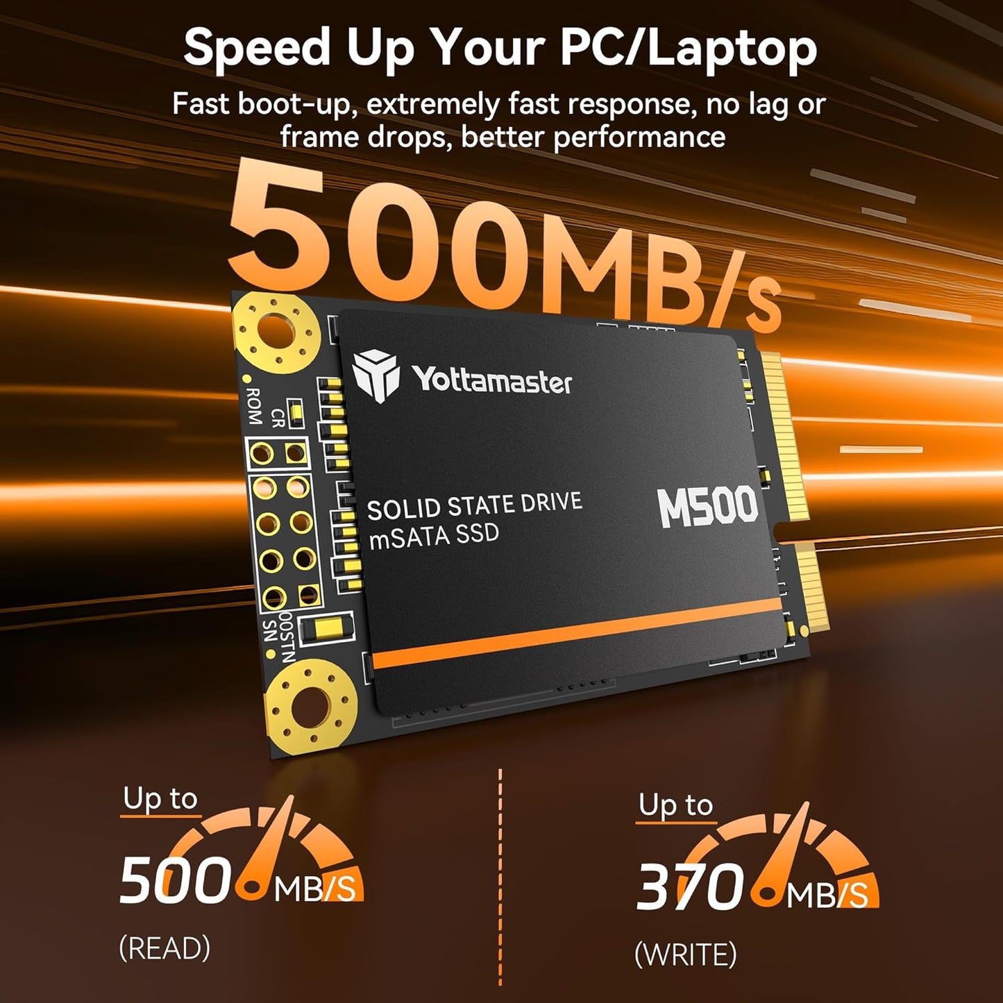 Yottamaster M500 256GB mSATA SSD SATA III 6Gb/s, mSATA Internal Solid State Drive Up to 500MB/s, Mini-SATA with 3D NAND, Compatible with Ultrabooks Desktop PC Laptop, All-in-One PCs, 30x50mm